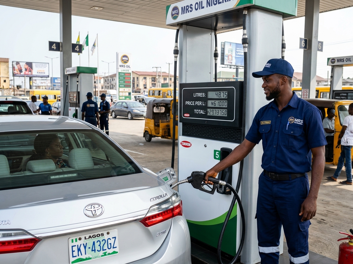 Petrol Station Attendant Operating Dispenser Nozzle